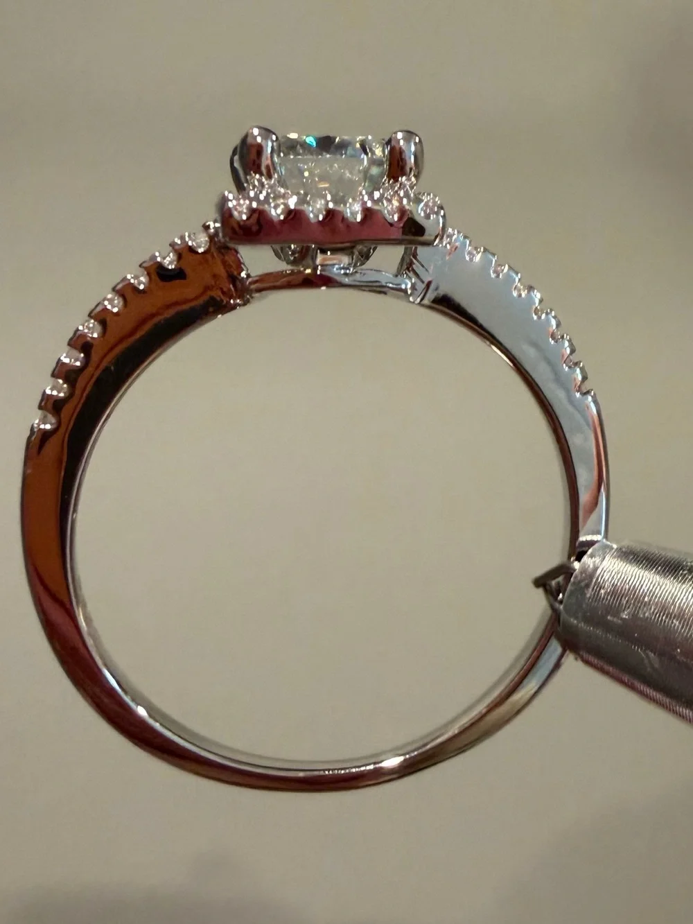 1.0CT GRA MOISSANITE Princess Cut s925 Sterling Silver Ring/ Size 9